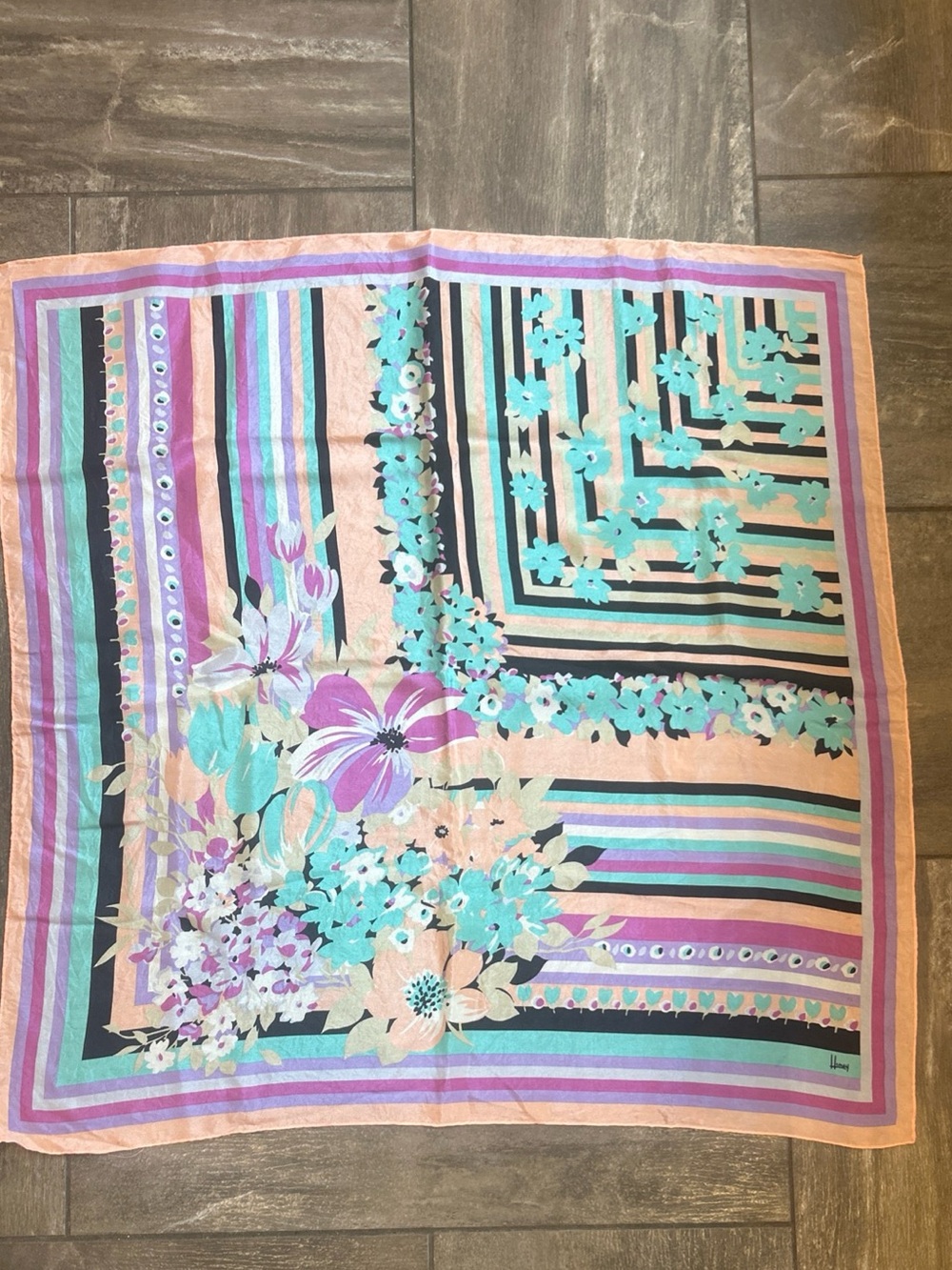 Honey 100% Silk Multi-Color Floral Large 31” Scarf